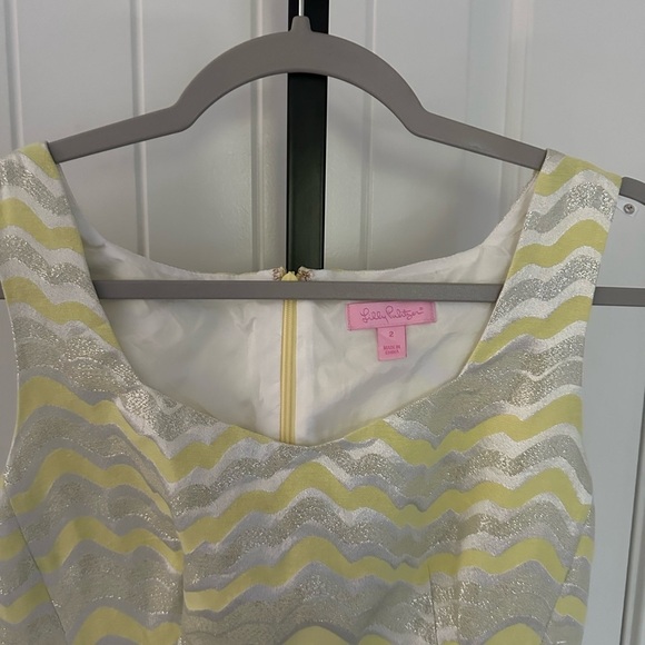 Lilly Pulitzer Adriana Dress Yellow/Silver-size 2-EUC - Picture 5 of 8